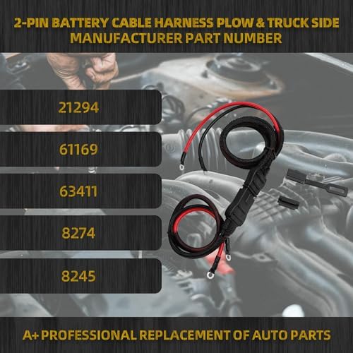Dasbecan 21294 2 Pin Battery Cable Compatible with Western Fisher Snow Plow | Truck & Plow Side Battery Cable Wiring Harness Replaces# 61169 63411