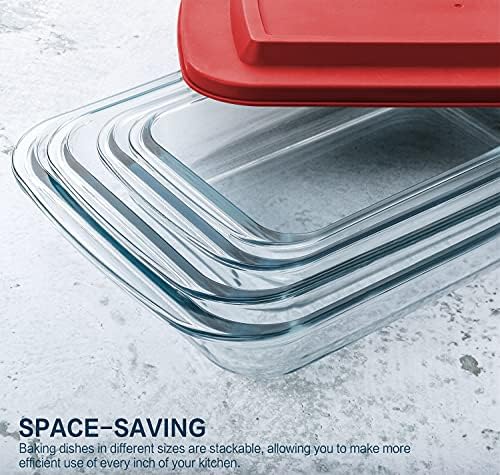 M MCIRCO 8 Piece Deep Glass Baking Dish with Lids, BPA free,Gray