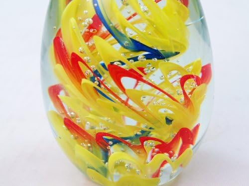 M Design Art Rainbow Spiral Striped Glass Art Paperweight PW-649