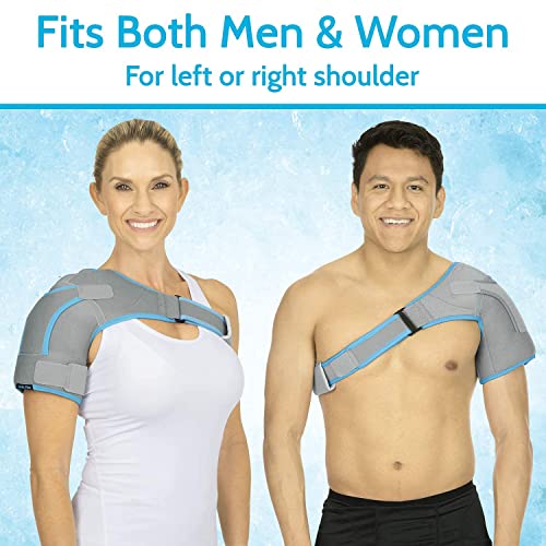 Arctic Flex Shoulder Ice Pack Brace - Rotator Cuff Cold Gel Wrap Therapy | Heat or Cooling Support Immobilizer with Compression Stability for