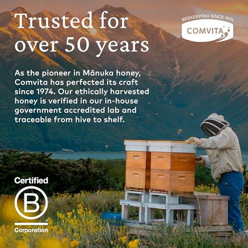 Comvita Manuka Honey UMF 10+ (MGO 263+), Monofloral - 500g (17.6 Oz) | Raw Manuka Honey New Zealand, Pure & Unpasteurized, Superfood for Immune Health, Wild, Use in Tea, Non-GMO