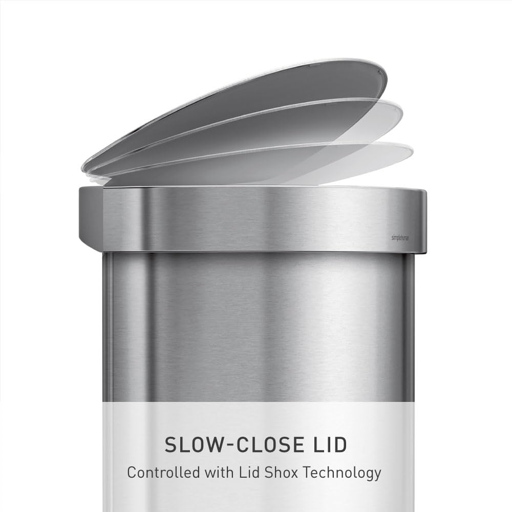 simplehuman 45 Liter / 12 Gallon Semi-Round Automatic Sensor Trash Can, Brushed Stainless Steel