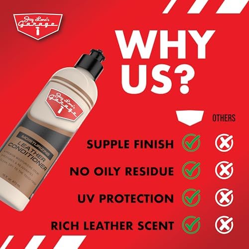 Jay Leno's Garage Leather Cleaner – Deep-Cleaning Leather Seat Cleaner for Car Interior, pH-Balanced Car Refresher That Gently Cleans, Lifts Grime, Refurbish and Restores All Leather Surfaces (16 oz)