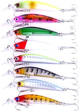 8PCS 3D Minnow Deep Diver Lure 7CM Hard Baits Swimbaits 3.8GTarget Bass, Walleye, Trout and Other Species in Freshwater or Saltwater