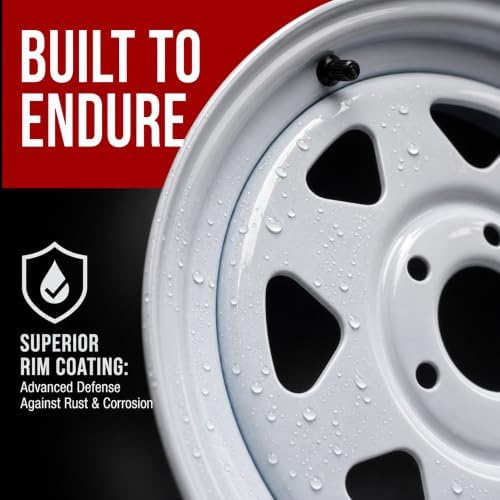 eCustomrim 2-Pack Trailer Tire Rim Assembly ST205/75D15 15 Inch 5 Lug White | Load Range C 6 Ply F78-15 Tire, 5 Bolt On 4.5 Inch Center Steel Wheel