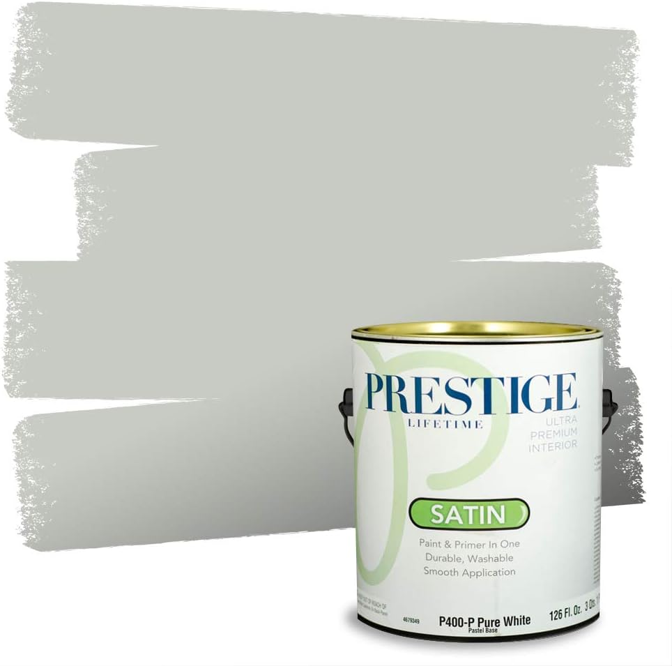 PRESTIGE Paints Exterior Paint and Primer In One, 1-Gallon, Flat, Comparable Match of Sherwin Williams* Grizzle Gray*