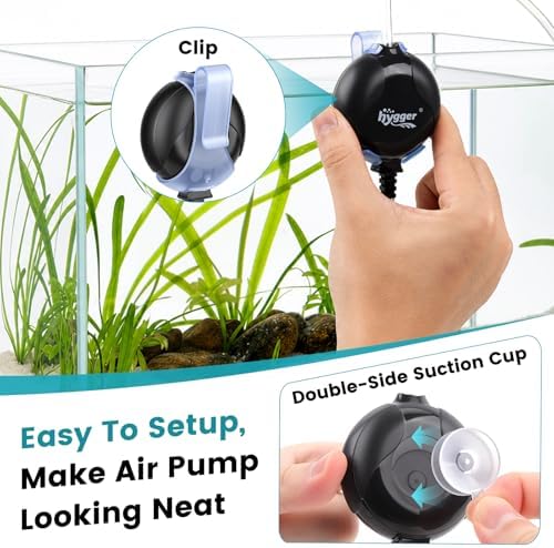 hygger Quiet Aquarium Air Pump 1.5 Watt Energy Saving Mini Oxygen Pump for 1-15 Gallon Fish Tank with Accessories White