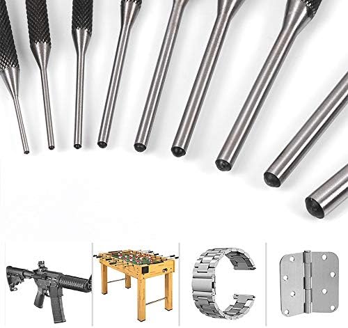 Roll Pin Punch Set with Storage Pouch, 9 Piece Steel Removal Tool Kit for Jewelry