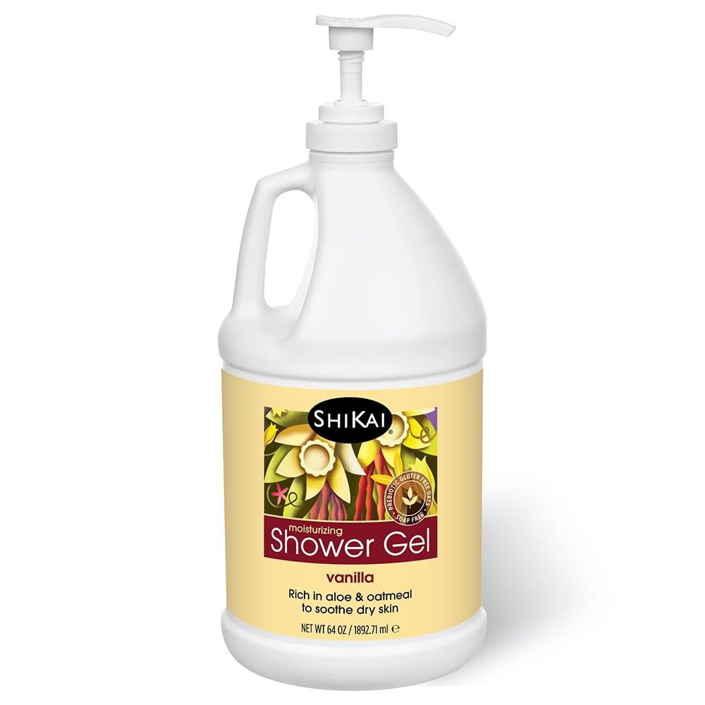 ShiKai Daily Moisturizing Shower Gel (Sandalwood, 12oz, Pack of 3) | Gentle Formula | Aloe Vera & Oatmeal for Soft, Healthy Skin | Dry Skin Relief