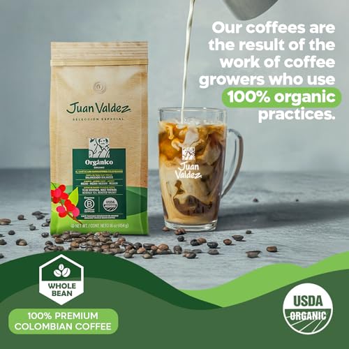 Juan Valdez Organic Whole Bean Coffee - Balanced Roast | 100% Colombian Arabica Beans | 100% Colombian Coffee - Balanced Profile with Moringa &