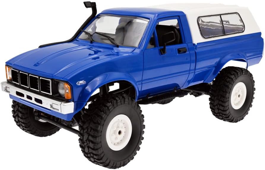 RC Rock Crawler WPL C24 RTR 1/16 Pickup Trucks Blue with LED Lights 2.4Ghz 4x4 Off-Road RC Semi Trucks All Terrain Car