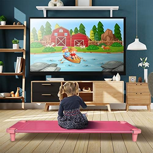 Acrimet Toddler Cot Bed for Kids, Travel, Day Care, 52" x 21", Pink, 1 Pack | Portable, Stackable Design