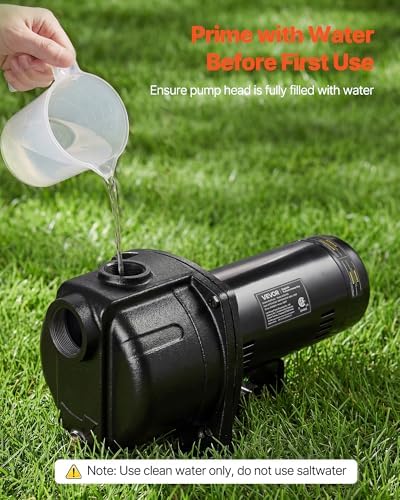 VEVOR 1/2 HP Shallow Well Jet Pump, AC 115/230 Volt, 790 GPH Dual Voltage Cast Iron Well Jet Pump, with 147 ft Max Head Lift, Automatic Pressure Switch, for Garden Irrigation Lawn Sprinkler System