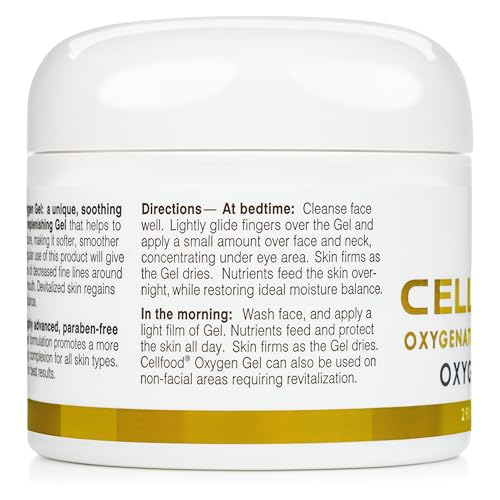 Cellfood Oxygen Gel, 2 fl oz - Nutrient Rich - Provides Moisture & Protection, Decreases Appearance of Fine Lines - Aloe Vera, Lavender Blossom Extract, Cellfood & Glycerine - Hypoallergenic, Non-GMO