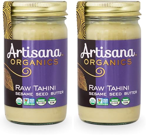 Artisana Organics Raw Tahini Sesame Seed Butter - Just One Ingredient, Unroasted, Vegan, Paleo and Keto Friendly, Non-GMO, 14oz Jar