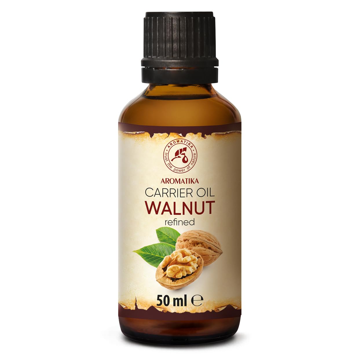 AROMATIKA Walnut Oil 1.7 Fl Oz (50ml) - Juglans Regia Seed Oil - USA - 100% Pure & Natural - Intensive for Face Care - Body - Hair - Skin - Nails - Hands - Good w/Essential Oil