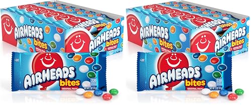 Airheads Candy Bites, Assorted Fruit Flavors, 2 Ounces (18-Pack) | Individually Wrapped Bulk Candy, Chewy Candy Bags
