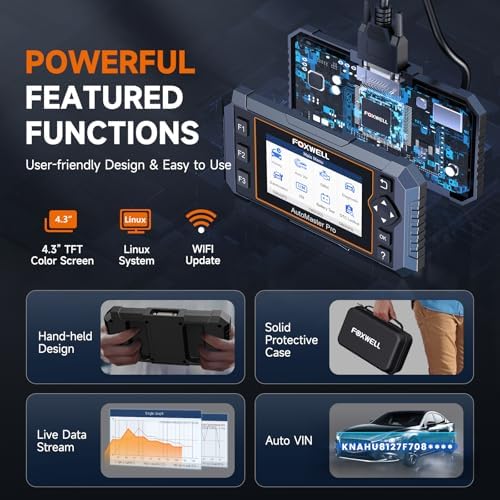 FOXWELL NT614 Elite OBD2 Scanner 4 System Code Reader Scan Engine ABS SRS Transmission, 5 Resets Oil/EPB/ABS Bleeding/SAS/Throttle Live Data, Auto VIN