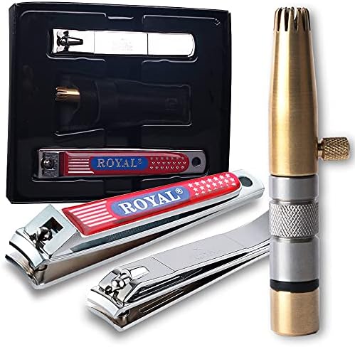 ROYAL [Made in Korea] Premium Manual Nose Hair Trimmer for Men Silver Bullet, Battery-Free, Stainless Steel Rotary Blade Grooming Tool, Waterproof