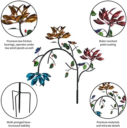 Evergreen Garden Beautiful Summer Multi Colored Flowers Wind Spinner | 91 inches Tall x 41 Inches Wide | Fade and Weather Resistant | Metal Stake