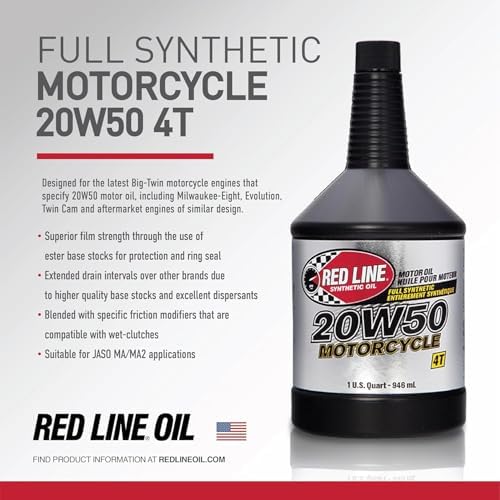 Red Line 42504 20W50 Motorcycle Oil Synthetic - Quart