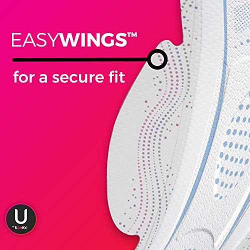 U by Kotex CleanWear Ultra Thin Feminine Pads with Wings, Regular, Fragrance-Free, 50 Count