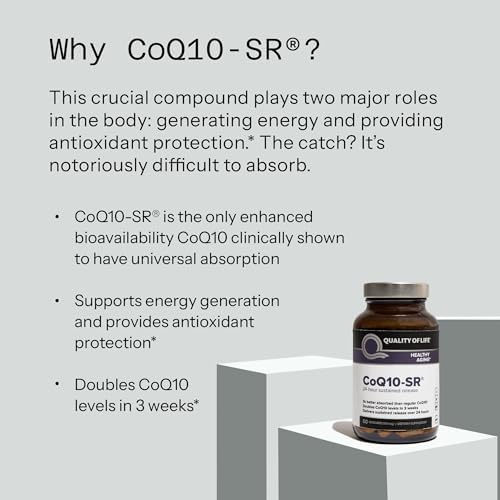 Quality of Life Powerful CoQ10 Sustained Released MicroActive Supplement for Enhanced Absorption, 100 mg of Per Capsule Supports Immune