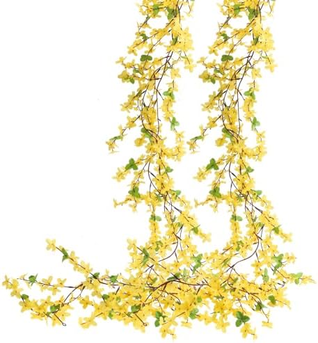 6Pcs Yellow Artificial Flowers 25.5in Long Stem Forsythia Branches