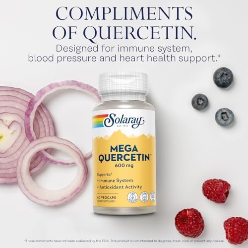 SOLARAY Mega Quercetin, 60 VegCaps | Immune, Respiratory & Cellular Support, Quercetin, Bromelain & Vitamin C, 30 Servings, Vegan, Non GMO