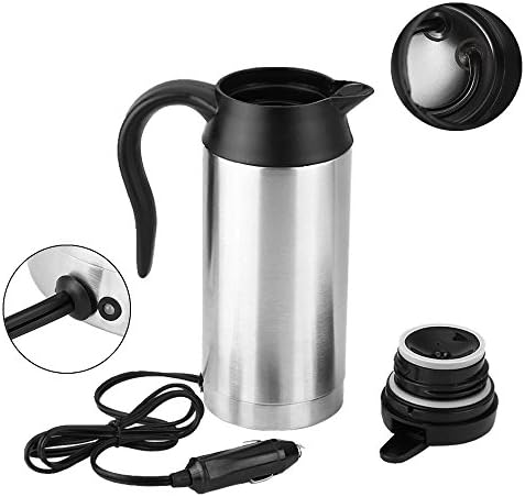 12V 750ml Stainless Steel Car Electric Heating Mug Drinking Cup Travel Kettle Water Boiler for Water Tea Coffee Milk