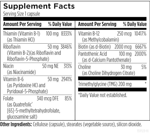 Designs for Health Vitamin B Supreme - B Complex Vitamins for Metabolism, Energy Support + Heart Health - Folate, Vitamin B12, Niacin, Biotin, Vitamin B6 + Thiamine B1 Supplement (60 Vegan Capsules)