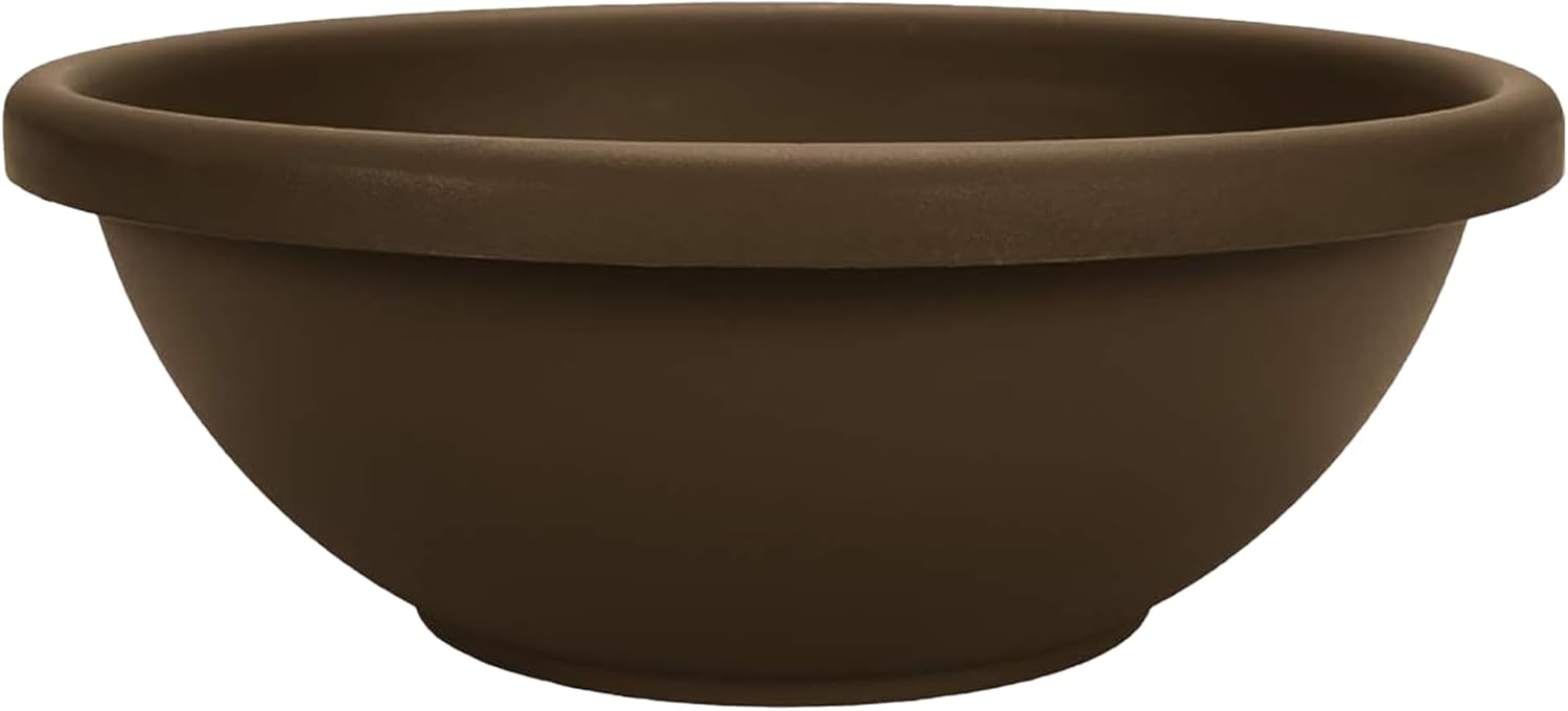 The HC Companies Shallow Planter with Drainage - Contemporary Garden Bowl Planter for Flowers, Herbs & More - Round Succulent Planter Pot for Indoors and Outdoors (20" Clay, Pack of 1)