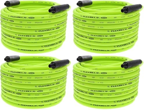 Flexzilla Air Compressor Hose, 3/8 in. x 50 ft., 1/4 in. MNPT Fittings, No-Kink, All Weather, Lightweight, Premium Hybrid Polymer, 300 PSI, ZillaGreen