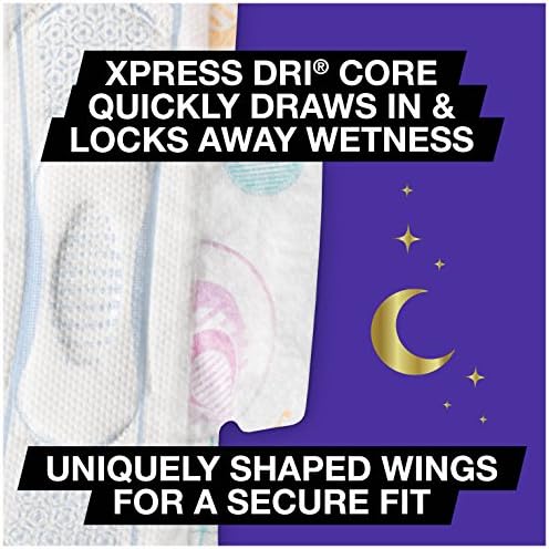 U by Kotex AllNighter Ultra Thin Overnight Pads with Wings, Fragrance-Free, 6 Packs of 14 Pads (84 Pads Total)