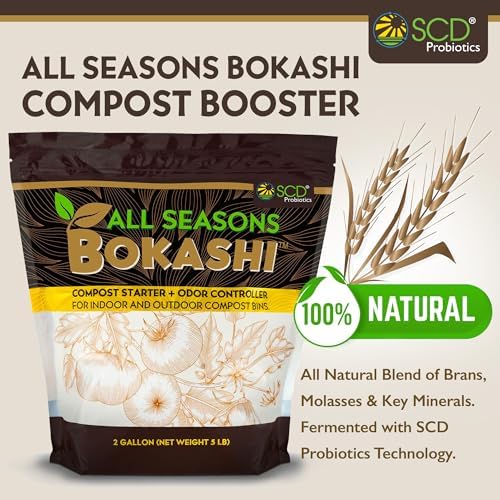 All Seasons Bokashi Compost Starter 2 lbs (1 Gallon) - Dry Bokashi Bran for Kitchen Compost Bin, Compost Food Pet Waste Quickly & Easily with Low Odor by SCD Probiotics | Fermented Wheat Bran, Reduces Odor, Absorbs Moisture, Compost Accelerator, For Kitc…