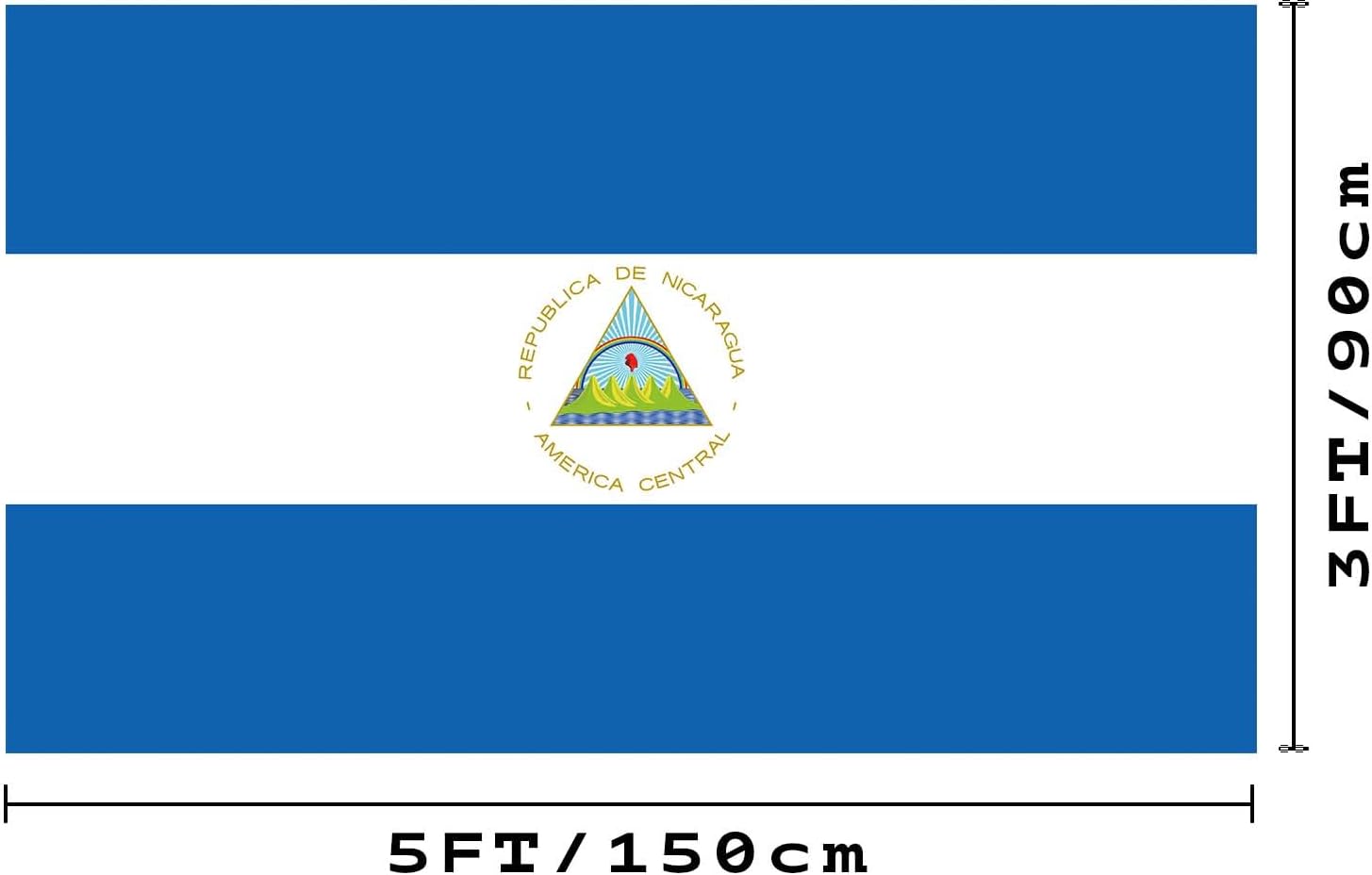 Nicaragua Flag Nicaraguan National Banner 3X5 FT Indoor Walls, Outdoor | Gardens, Decks, Car,Nicaragua Flags Decorations
