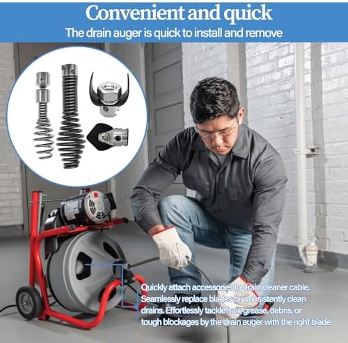 10 Pcs Drain Snake Drill Attachment, Cutter and Auger Set, Compatible with RIDGID K-400 C-4 C-6 C-7 C-8 and C-9 Drain Cleaning Machine