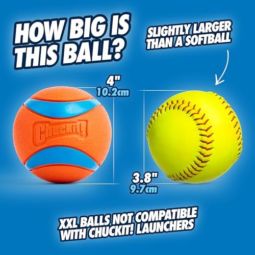 Chuckit! Ultra Ball Dog Toy - Size Large - For Dogs 60-100 lbs - Made from Durable Rubber - Super Bouncy - Floats in Water - 3-inch Diameter - Pack of 1