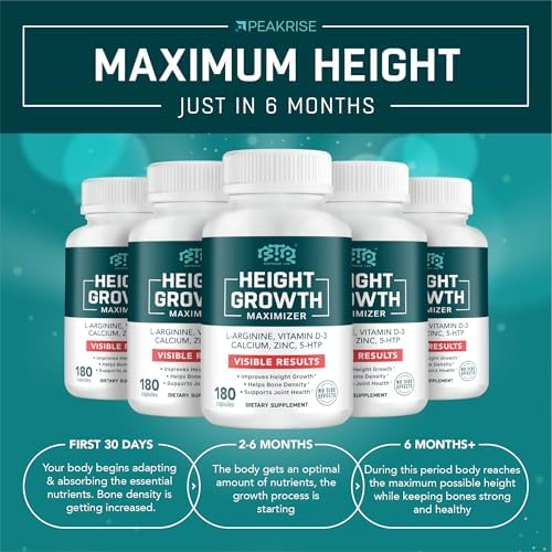 BIOTEQUELAB Height Growth Maximizer, Calcium, Vitamin D3 and Zinc Blend Pills, Bone Growth Supplement for Kids and Teens, Bone Strength