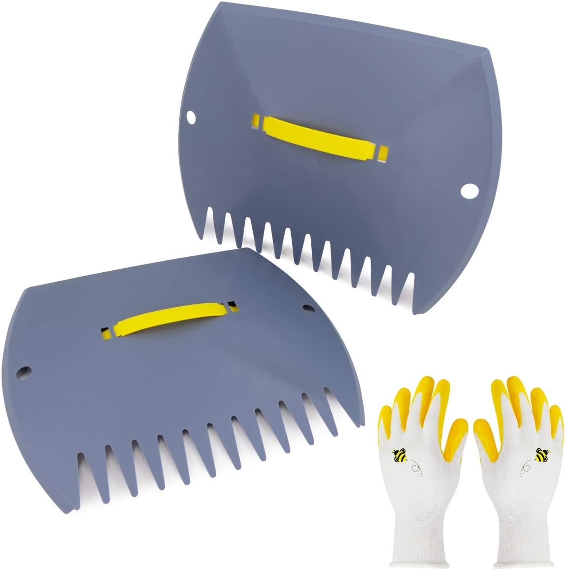 Jardineer Leaf Scoops Hand Rake, Lightweight Leaf Grabber, Grey Leaf Collector, Leaf Picker Upper for Leaves, Grass, Lawn Clippings