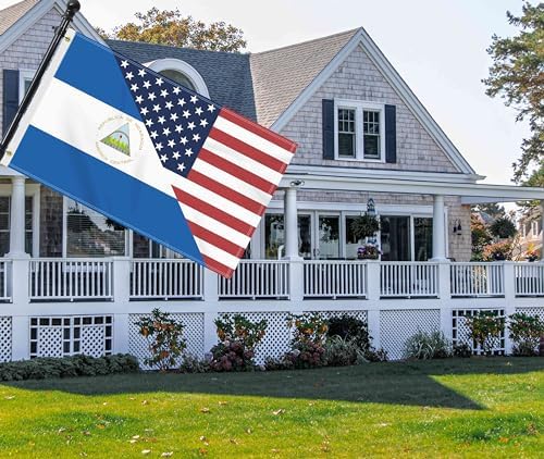 3×5 FT USA Nicaragua Friendship Flag, Large 150D America Nicaraguan Outdoor Banner