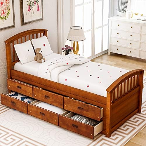Harper & Bright Designs Twin Captain's Bed Storage Daybed with 6 Drawers for Kids Teens and Adults (Espresso)