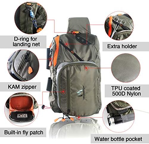 M MAXIMUMCATCH Maxcatch Fly Fishing Sling Pack Tackle Storage Shoulder Bag for Outdoor Fishing Hiking Hunting