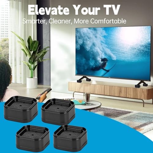 4 Pack TV Stand Riser Blocks, Heavy-Duty Adjustable Height Blocks for Raising TV Stand, Rectangular Adjustable Block Lift