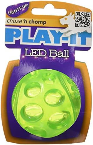 Chase 'n Chomp Durable TRP LED Light Up Fetch Ball Dog Toy, 2.5"