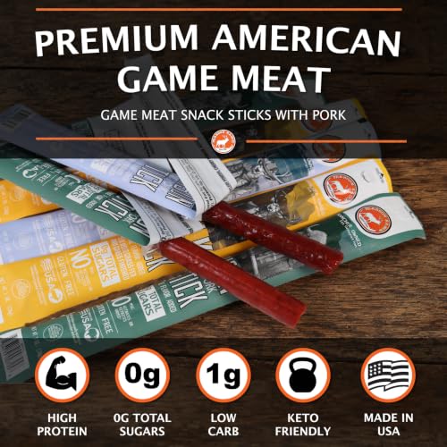 Pearson Ranch Meat Sticks Variety Pack - Elk, Bison, Venison, Wild Boar - Exotic Meat Sticks, High-Protein Paleo & Keto Friendly Healthy Snacks