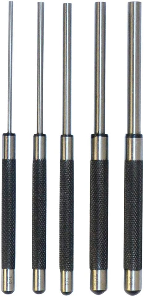5 Pc Steel 8'' long Drive Pin Punch Set Knurled body Punches Tool Set