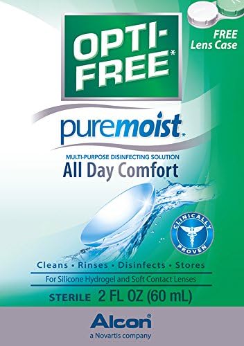 Opti-Free Puremoist Multi-Purpose Contact Lens Cleaning and Disinfecting Solution with Lens Case, 2 Fl Oz (Pack of 1)
