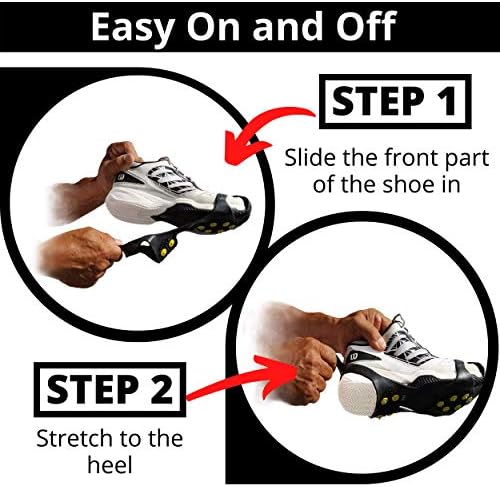 Ice Snow Traction Cleats - Lightweight Crampon Cleats for Walking on Snow & Ice - Anti Slip Grippers Fasten Quickly & Easily Over Footwear - Protable Grips for Shoes and Boots