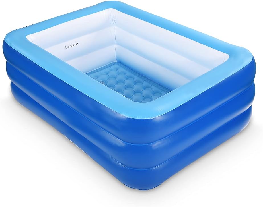 Inflatable Swimming Pool for Kids, 59" X 45" X 20" Kiddie Pools with Inflatable Soft Floor, Durable Blow Up Pools for Backyard